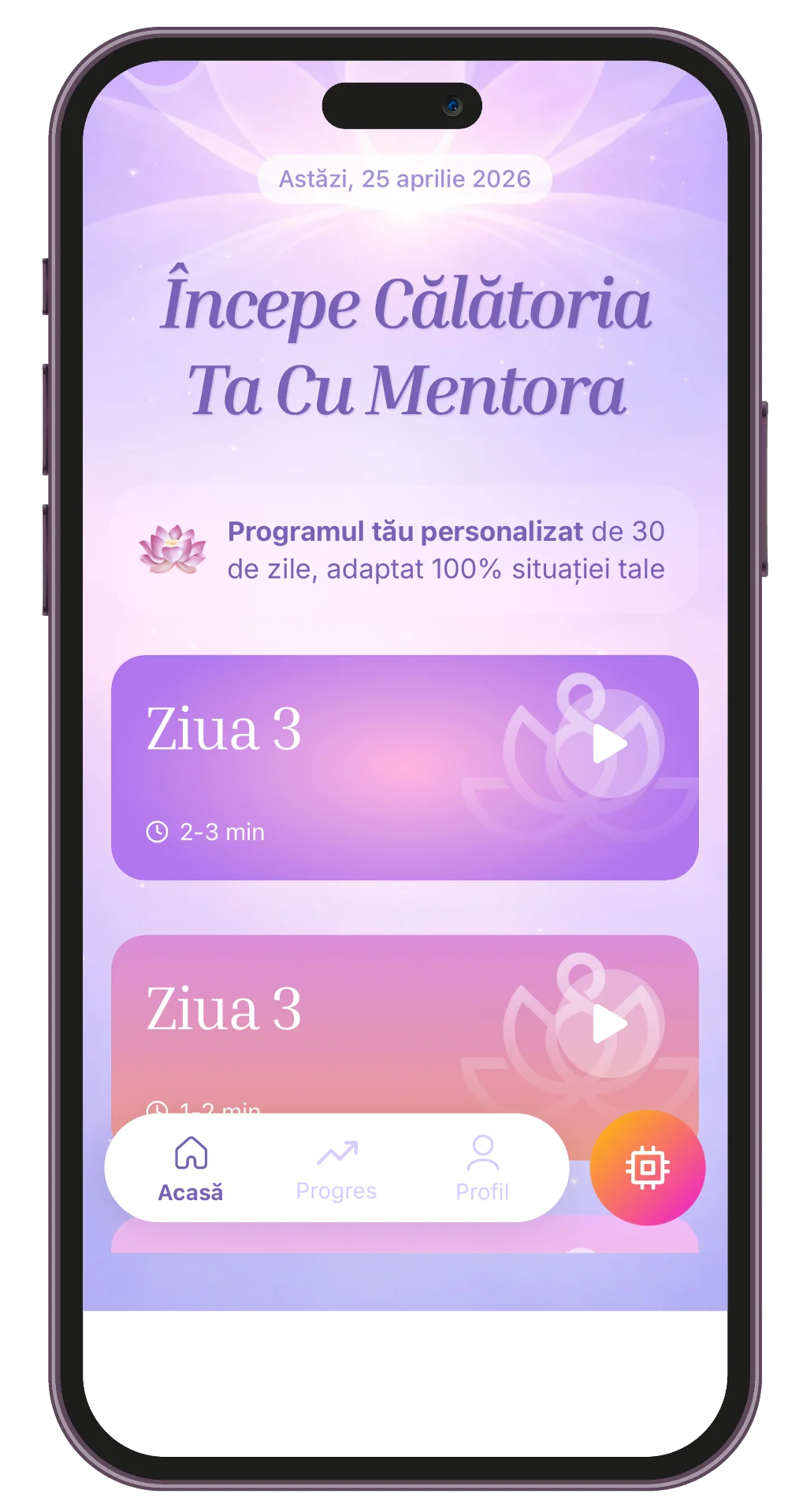 Aplicația Mentora pe iPhone